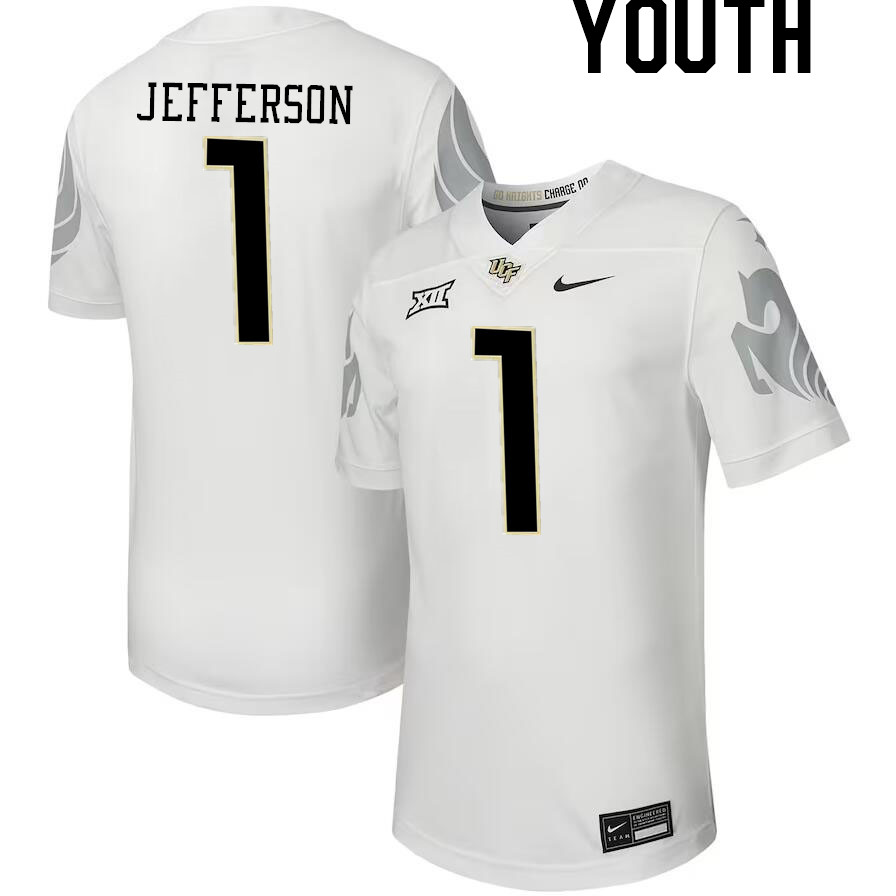 Youth #1 KJ Jefferson UCF Knights Big 12 Conference College Football Jerseys Stitched-Black